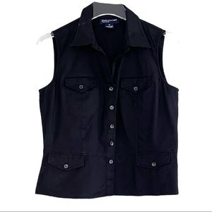 JONES NEW YORK 100% Cotton Button Up Fitted Top Size M